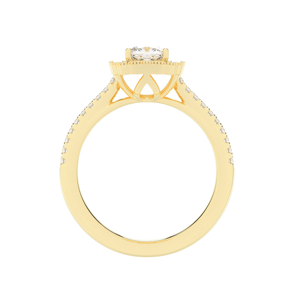 Halisira shared prong Cushion cut halo lab diamond ring