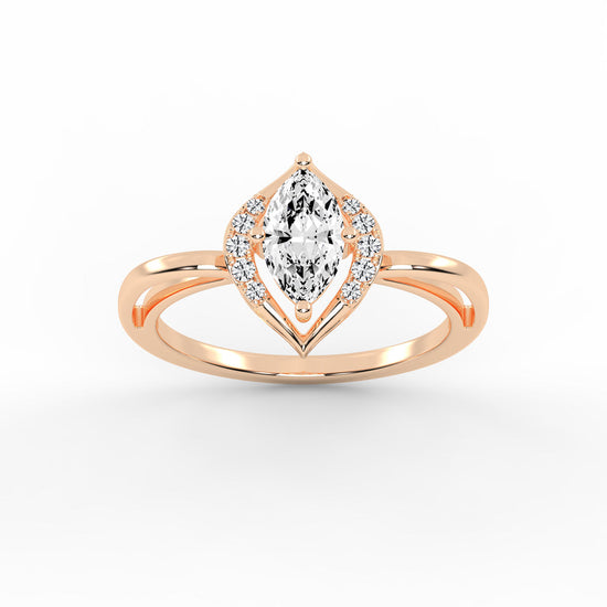Delamira reversed tapred marquise cut delicate lab diamond ring