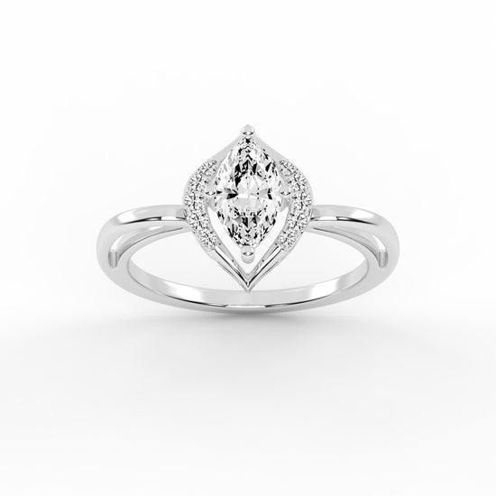 Delamira reversed tapred marquise cut delicate lab diamond ring