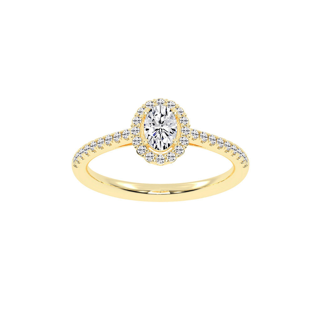 Halivia shared prong oval cut halo lab diamond ring