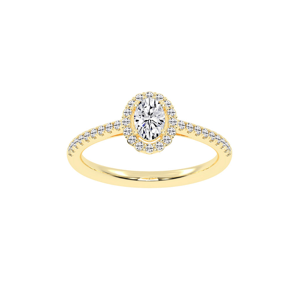 Halivia shared prong oval cut halo lab diamond ring
