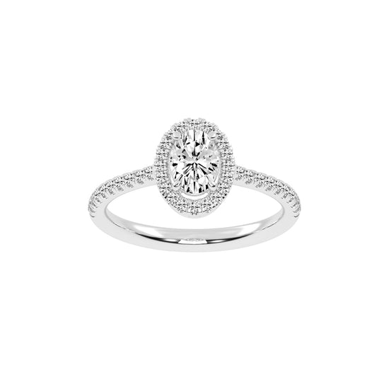 Halireva oval cut halo lab diamond ring