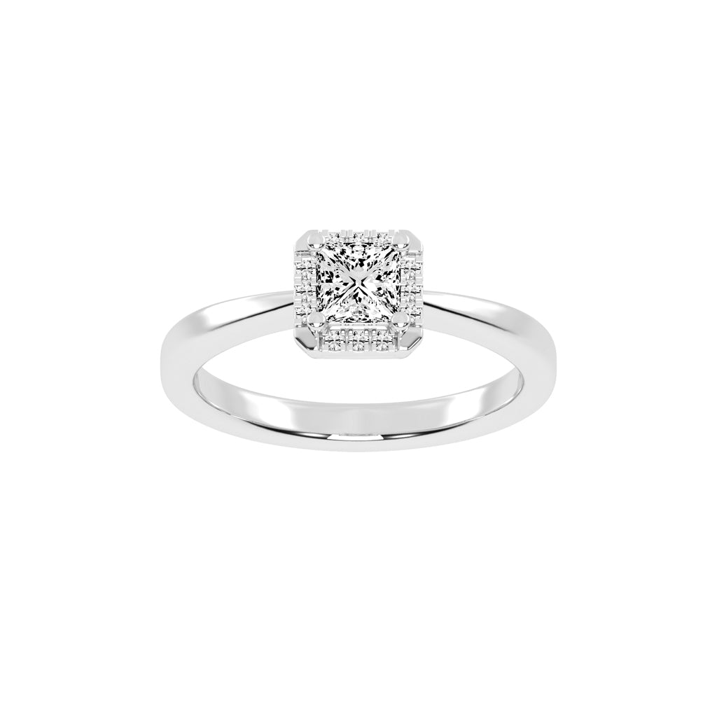 Solterixa reversed tapred princess cut lab dimaond ring