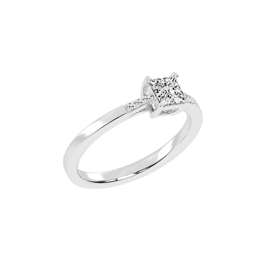 Crystia princess cut side stone lab diamond ring