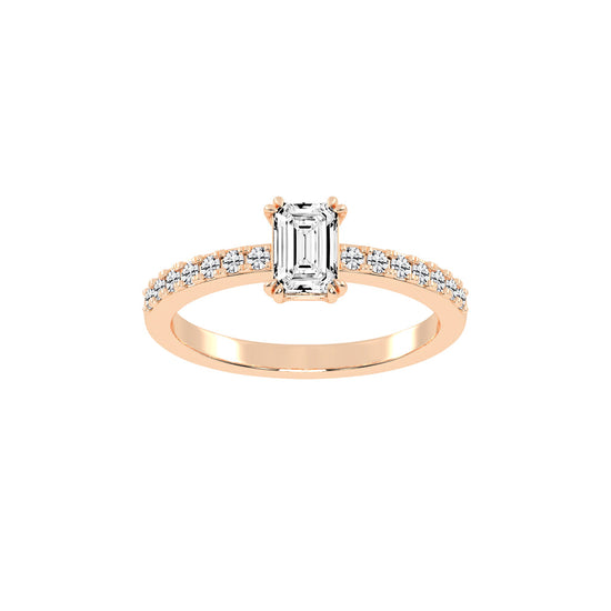 Elegora double prong emerald cut lab diamond ring
