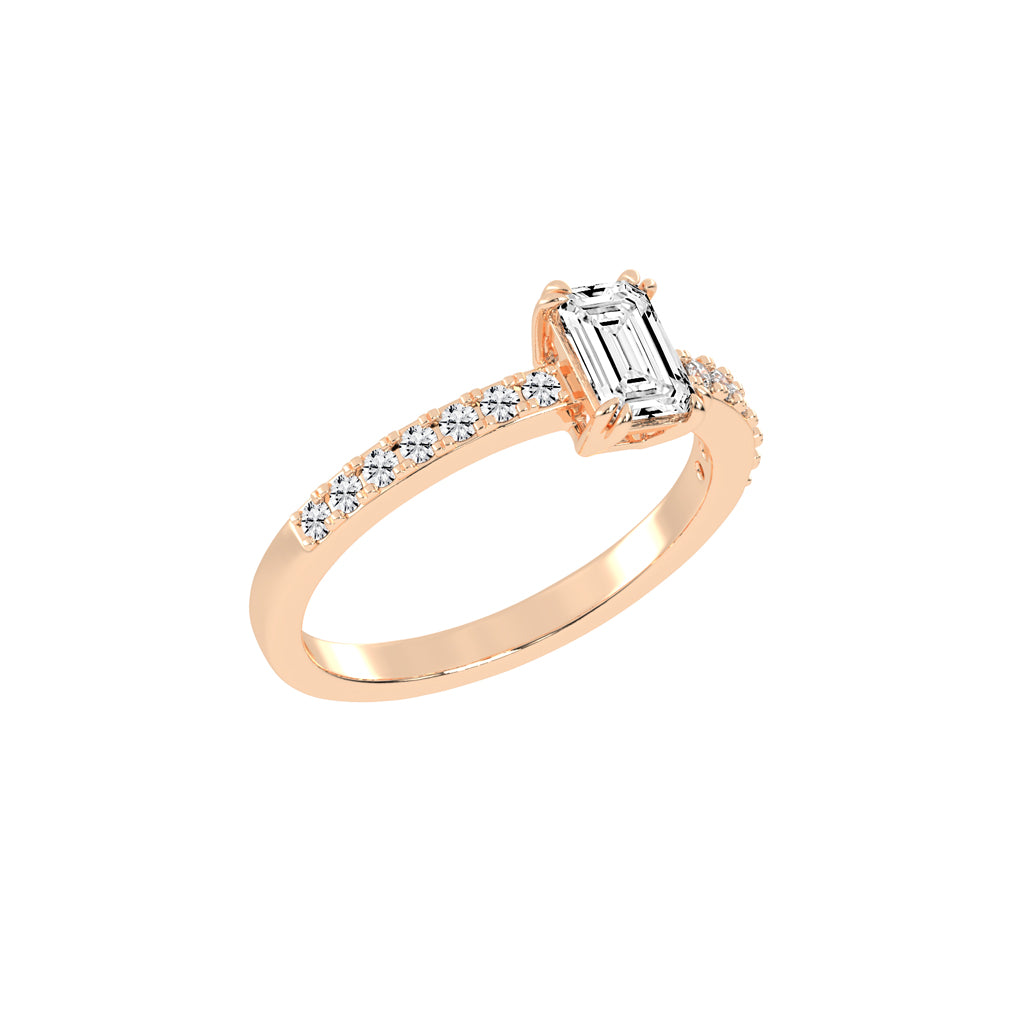 Elegora double prong emerald cut lab diamond ring