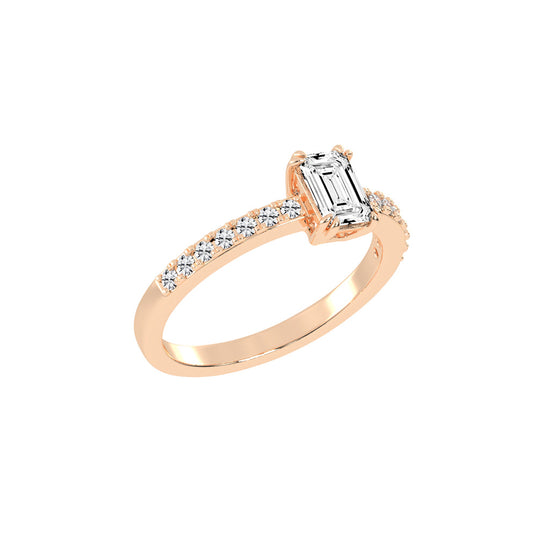 Elegora double prong emerald cut lab diamond ring