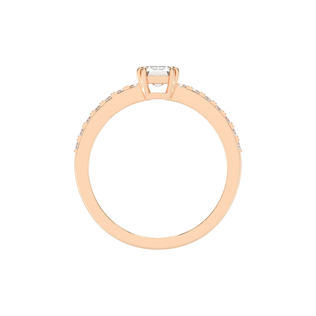 Elegora double prong emerald cut lab diamond ring