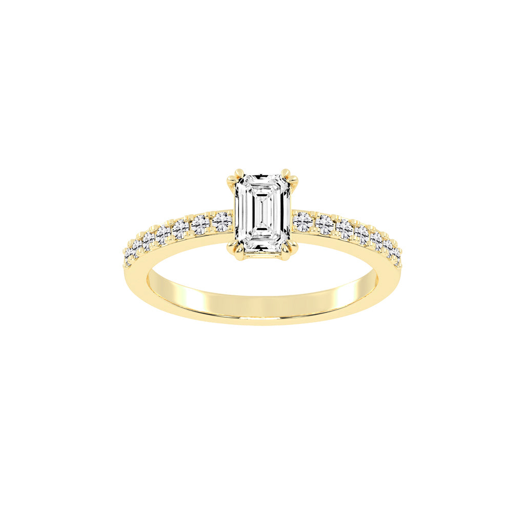Elegora double prong emerald cut lab diamond ring