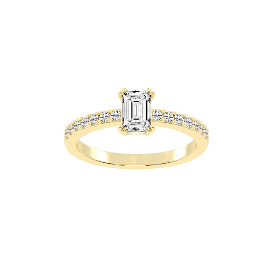 Elegora double prong emerald cut lab diamond ring