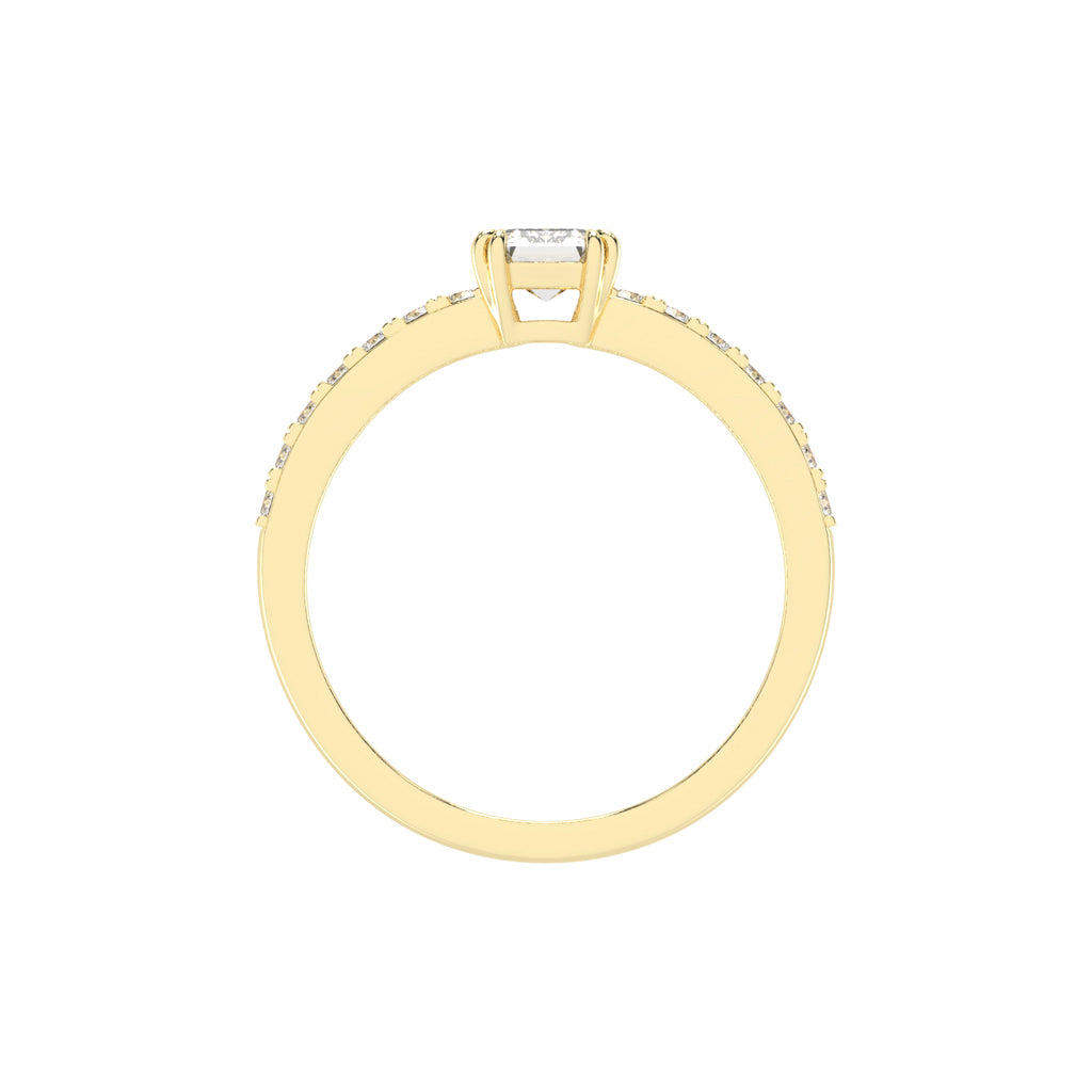 Elegora double prong emerald cut lab diamond ring