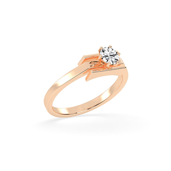 Delicina six prong round cut delicate lab diamond ring