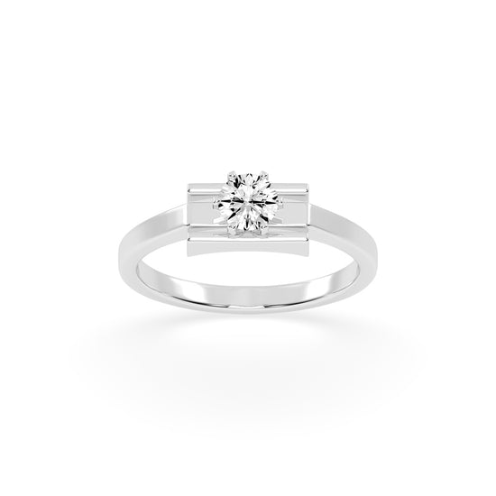 Delicina six prong round cut delicate lab diamond ring