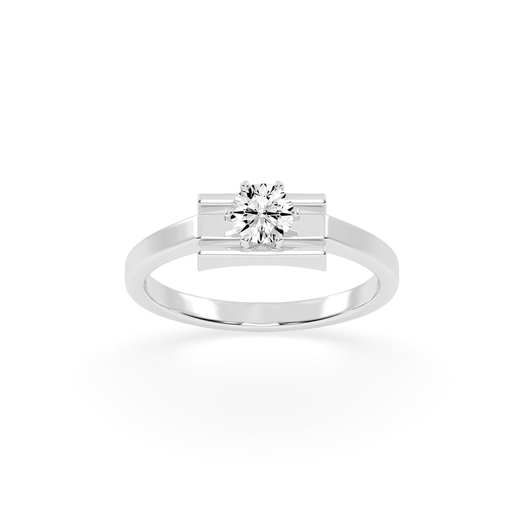 Delicina six prong round cut delicate lab diamond ring