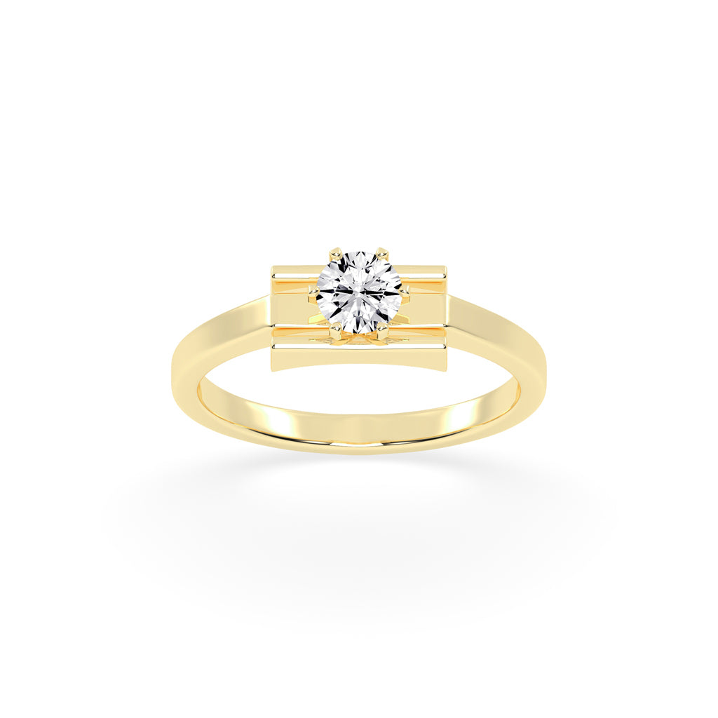 Delicina six prong round cut delicate lab diamond ring