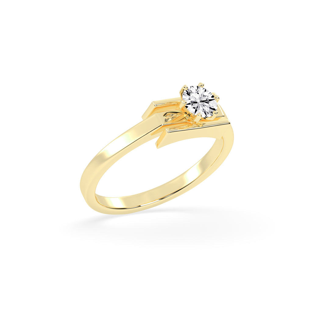 Delicina six prong round cut delicate lab diamond ring