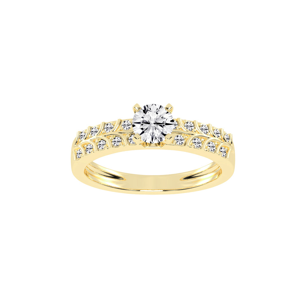 Diovale four prong round cut side stone lab diamond ring