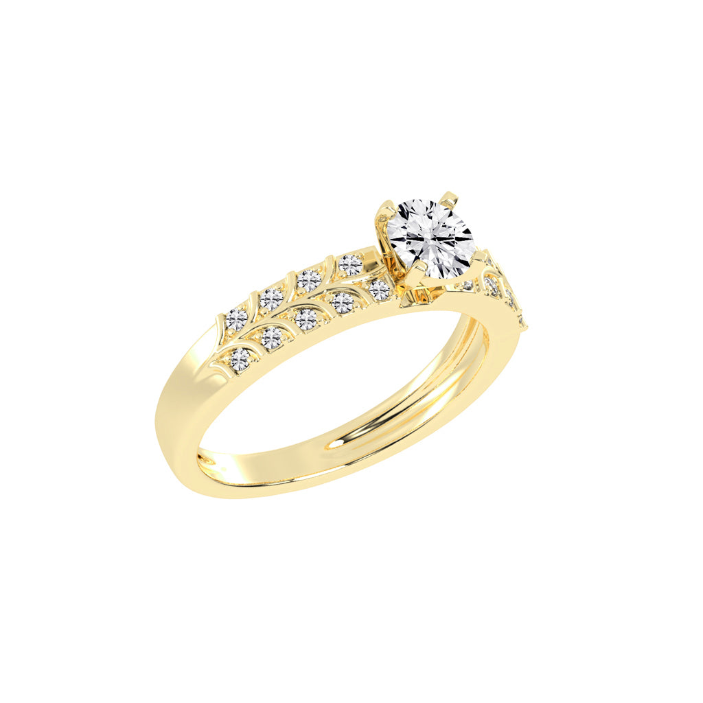 Diovale four prong round cut side stone lab diamond ring