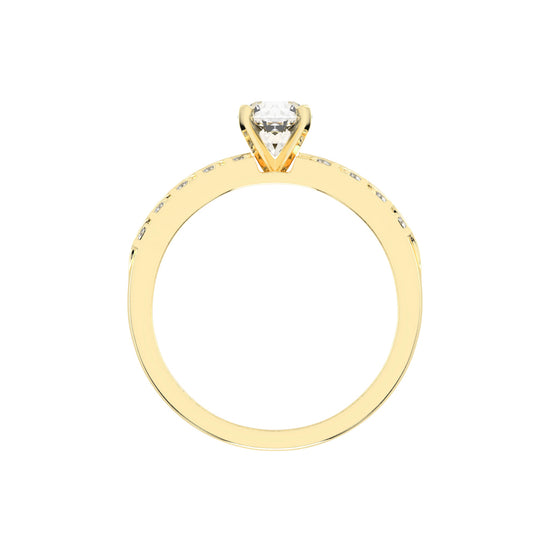 Diovale four prong round cut side stone lab diamond ring