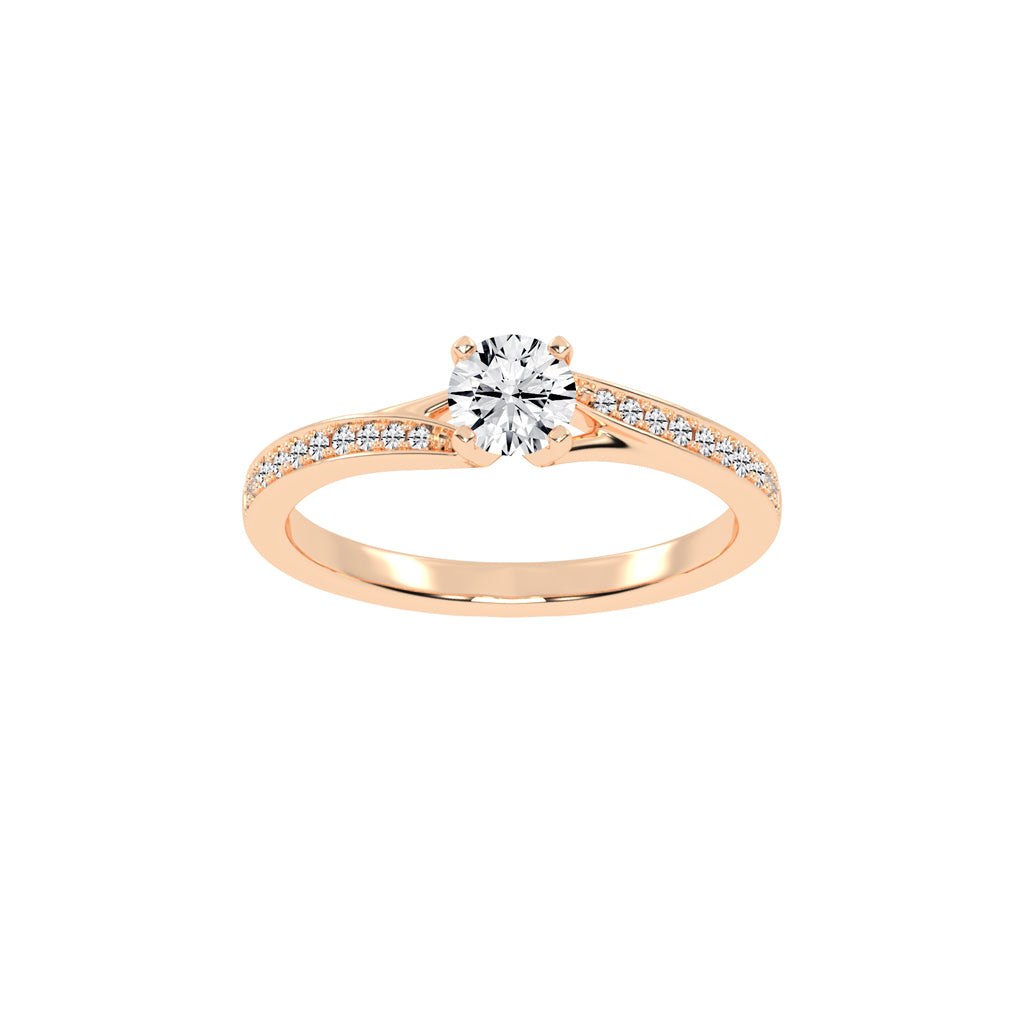 Aurelius Bypass Round Cut Side Stone Lab Diamond Ring