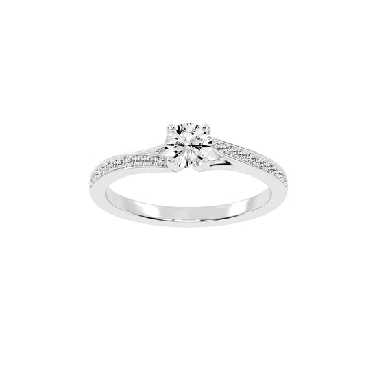 Aurelius Bypass Round Cut Side Stone Lab Diamond Ring