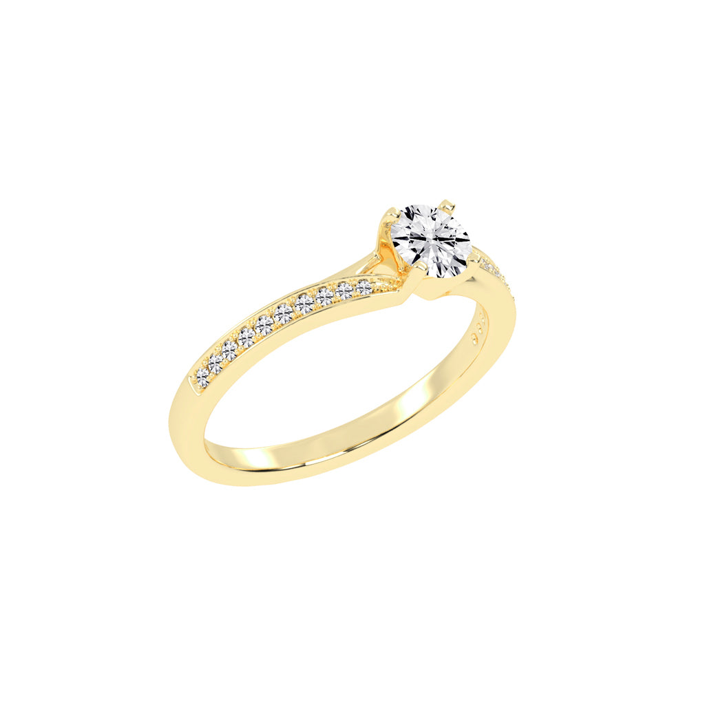 Aurelius Bypass Round Cut Side Stone Lab Diamond Ring
