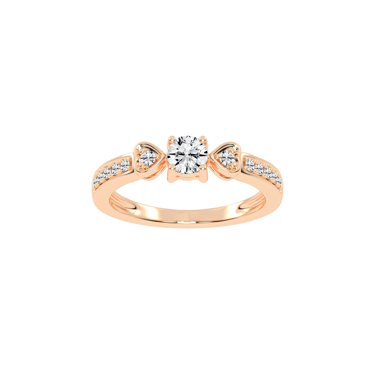 Vistelle Round Cut Side Stone Lab Diamond Ring