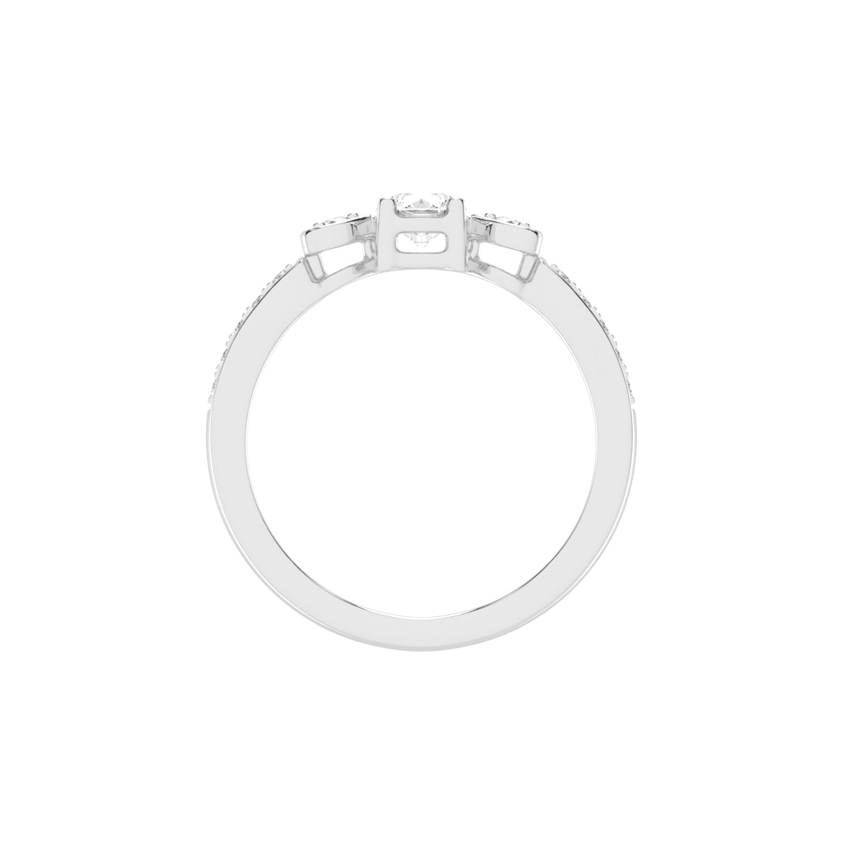 Vistelle Round Cut Side Stone Lab Diamond Ring