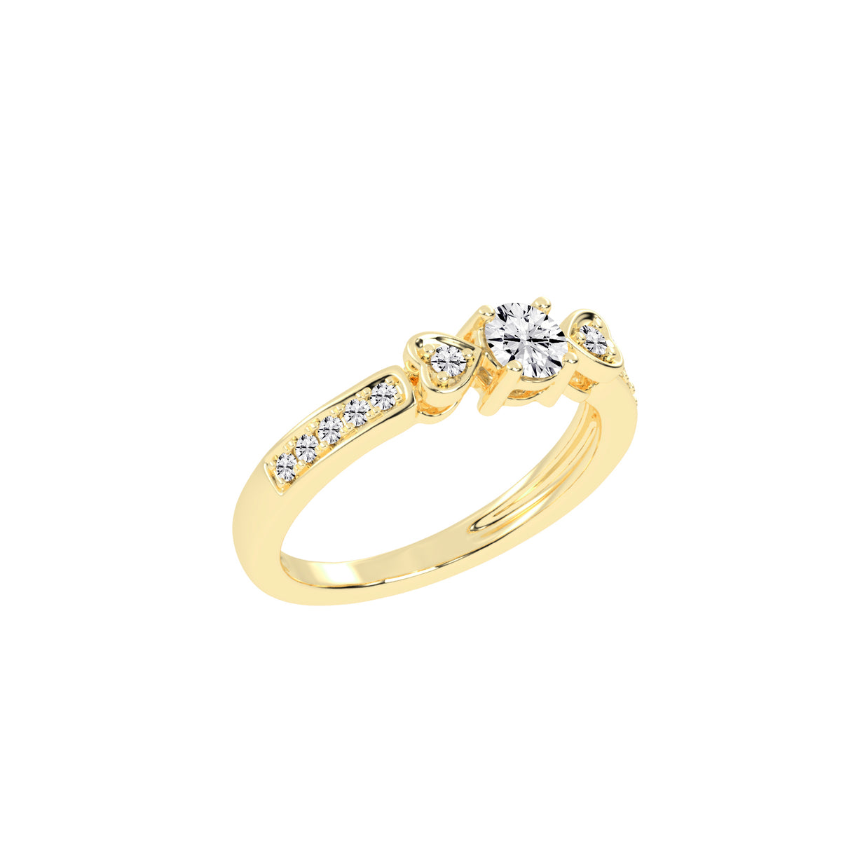 Vistelle Round Cut Side Stone Lab Diamond Ring