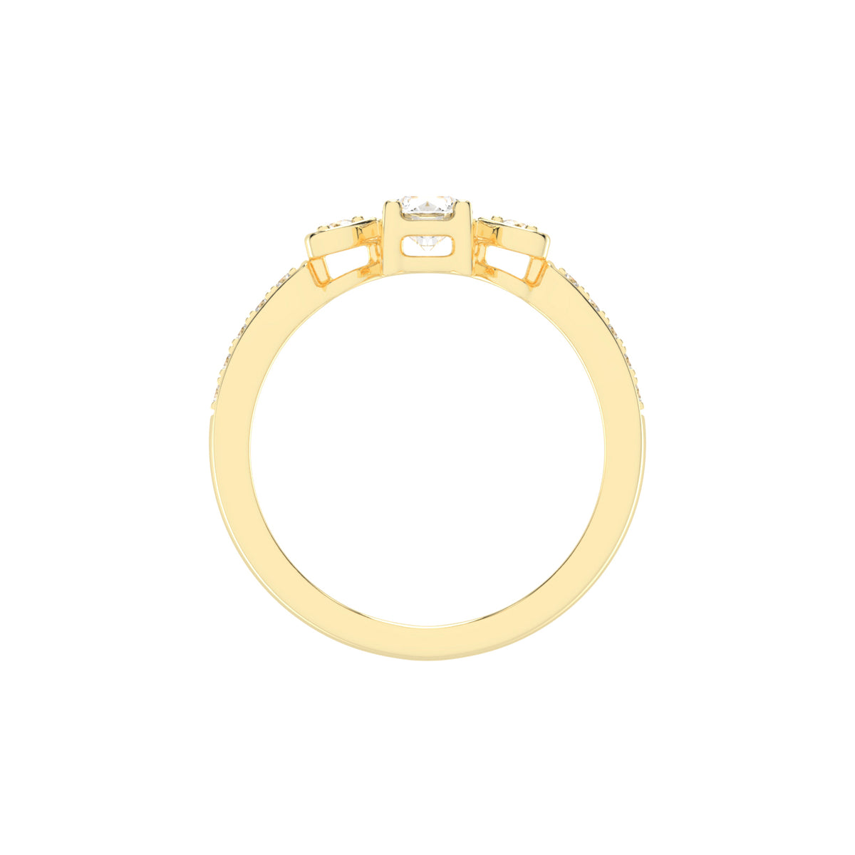 Vistelle Round Cut Side Stone Lab Diamond Ring