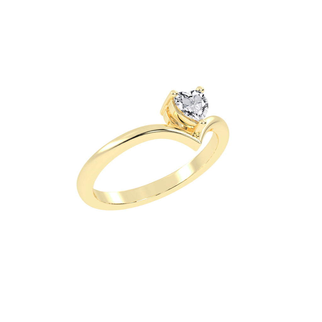 Solviona Three Prong Heart Cut Solitaire Lab Diamond Ring