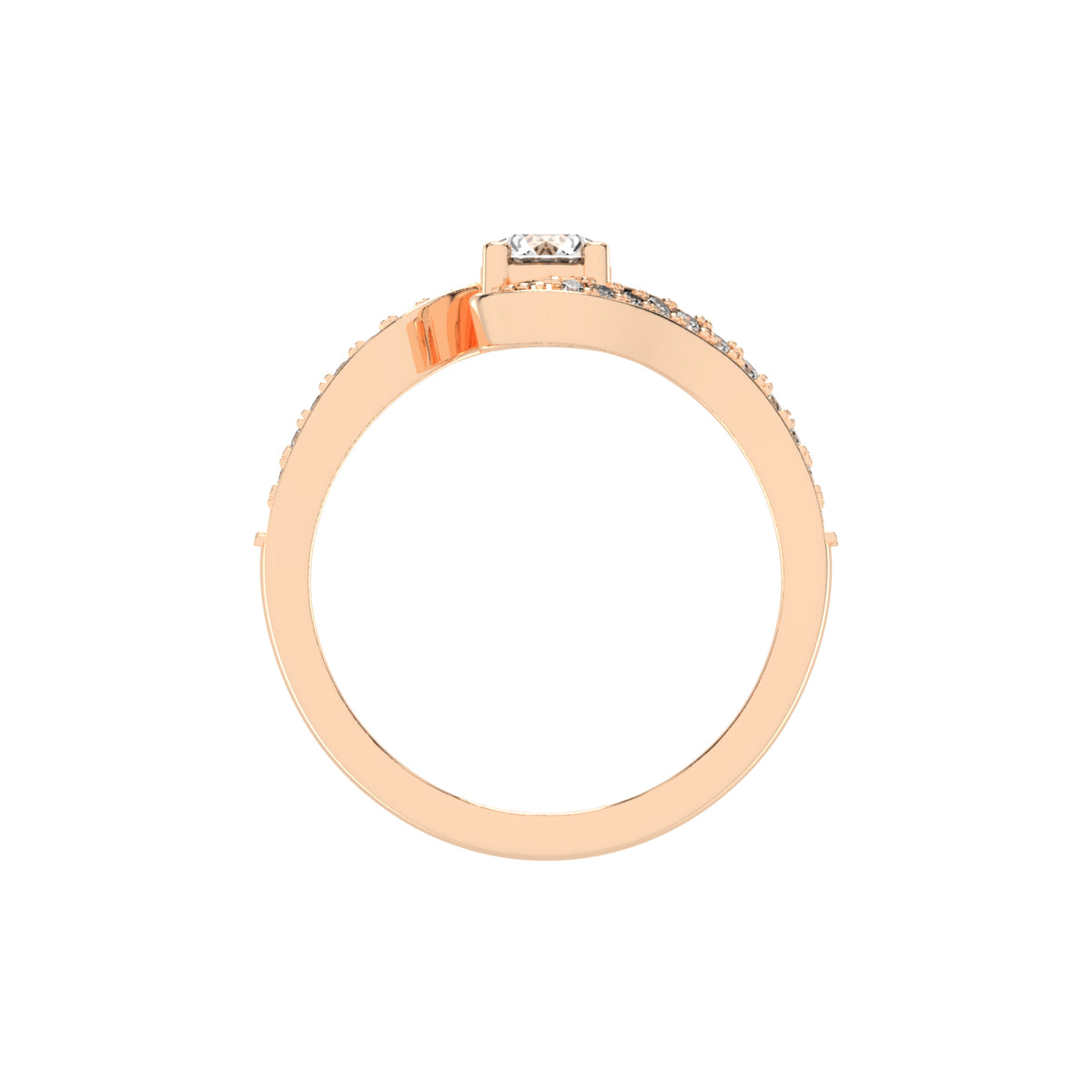 Siderraia Freeform Round Cut Side Stone Lab Diamond Ring