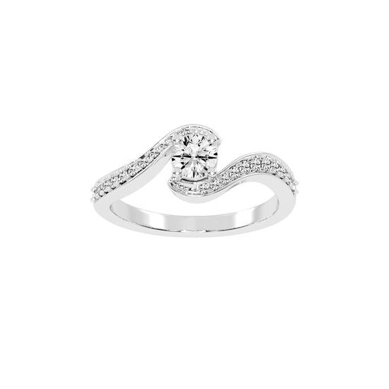 Siderraia Freeform Round Cut Side Stone Lab Diamond Ring