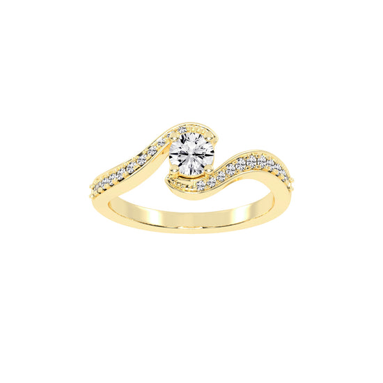 Siderraia Freeform Round Cut Side Stone Lab Diamond Ring
