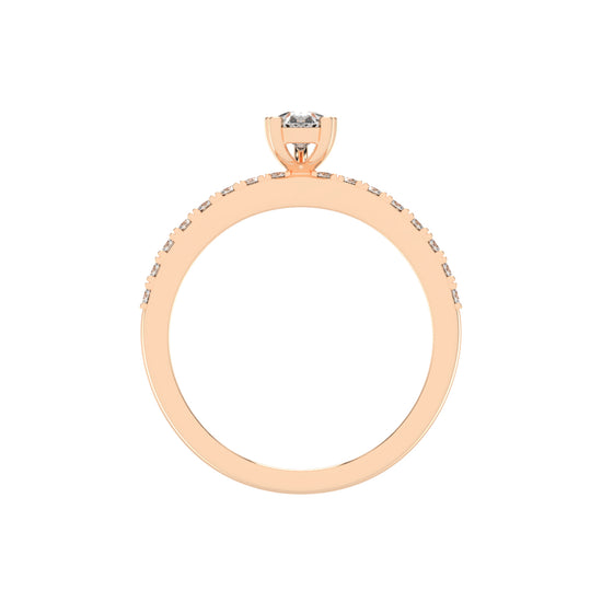 Soliside Five Prong Pear Cut Side Stone Lab Diamond Ring