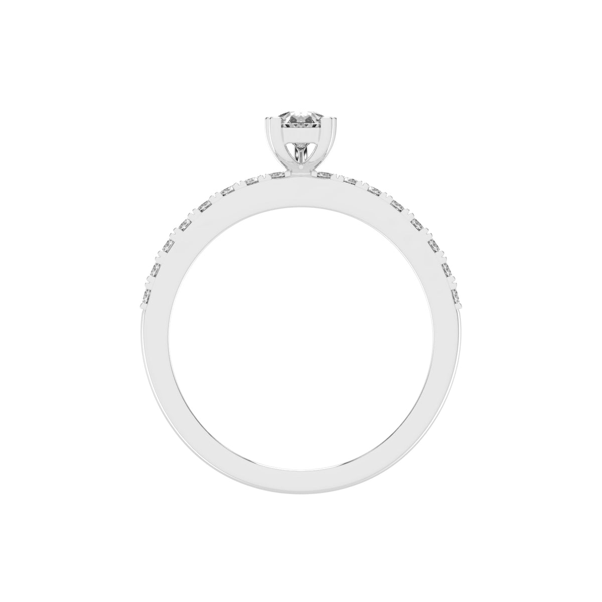 Soliside Five Prong Pear Cut Side Stone Lab Diamond Ring
