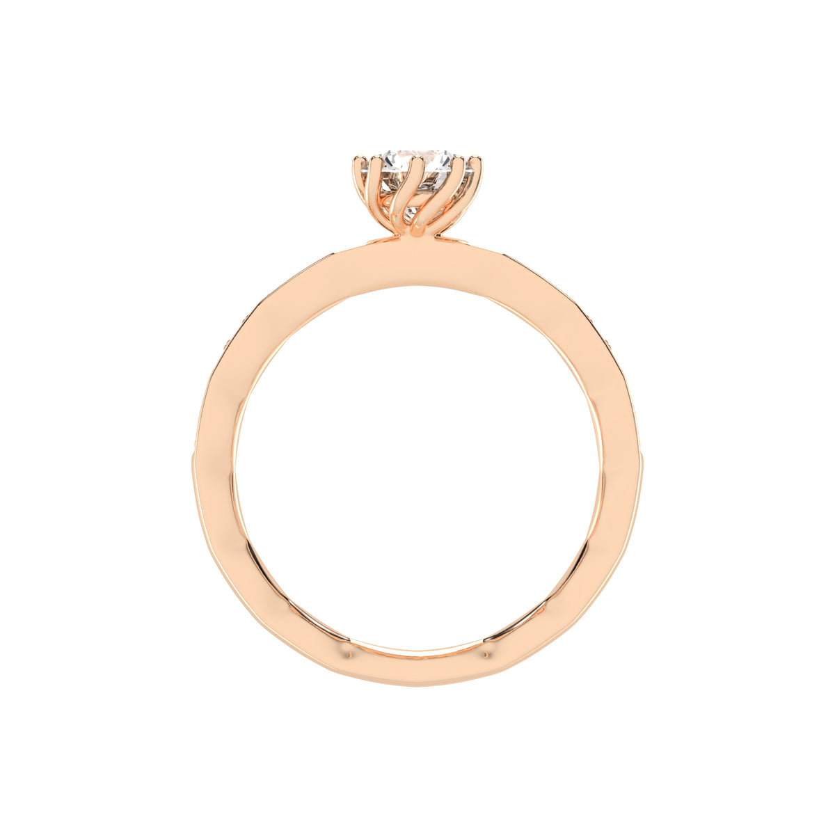 Sideraia Reversed Tapred Round Cut Lab Diamond Ring