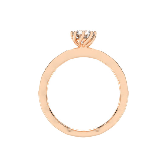 Sideraia Reversed Tapred Round Cut Lab Diamond Ring