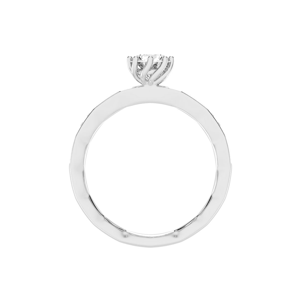 Sideraia Reversed Tapred Round Cut Lab Diamond Ring