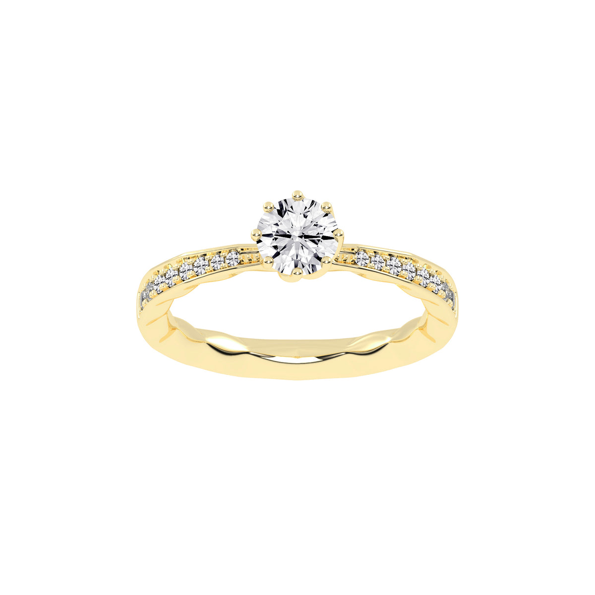 Sideraia Reversed Tapred Round Cut Lab Diamond Ring