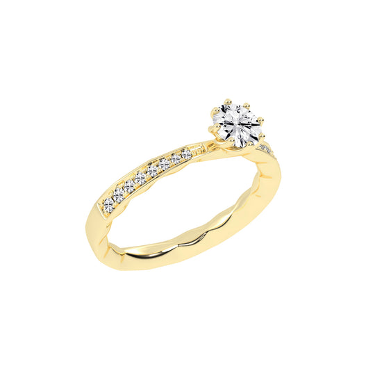 Sideraia Reversed Tapred Round Cut Lab Diamond Ring
