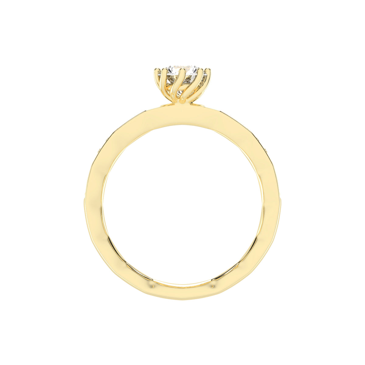 Sideraia Reversed Tapred Round Cut Lab Diamond Ring