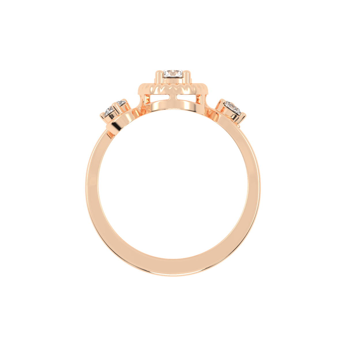 Trinerva Round Cut Three Stone Lab Diamond Ring