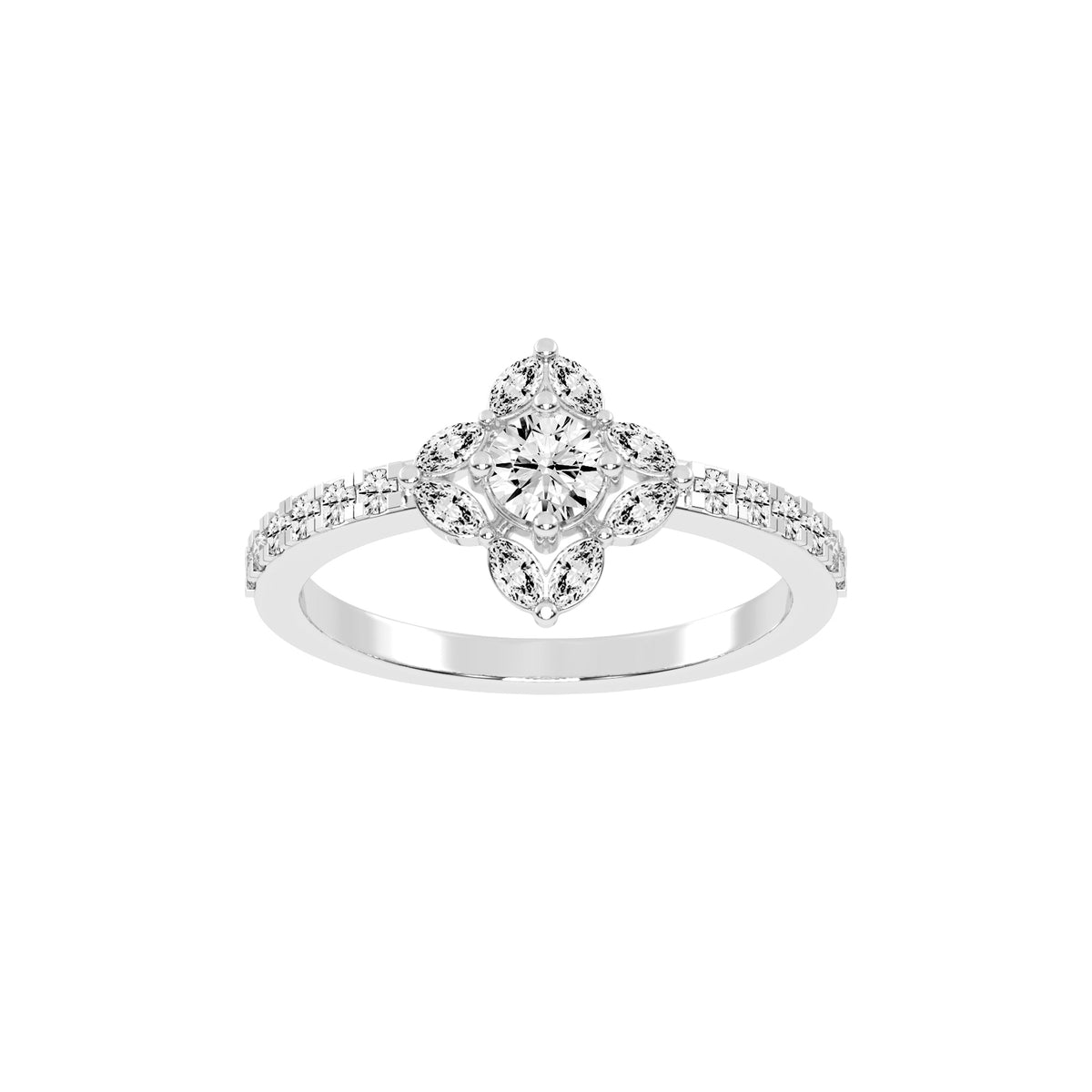 Trellos Shared Prong Round Cut Lab Diamond Ring