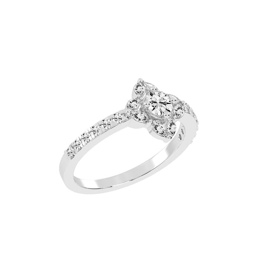 Trellos Shared Prong Round Cut Lab Diamond Ring