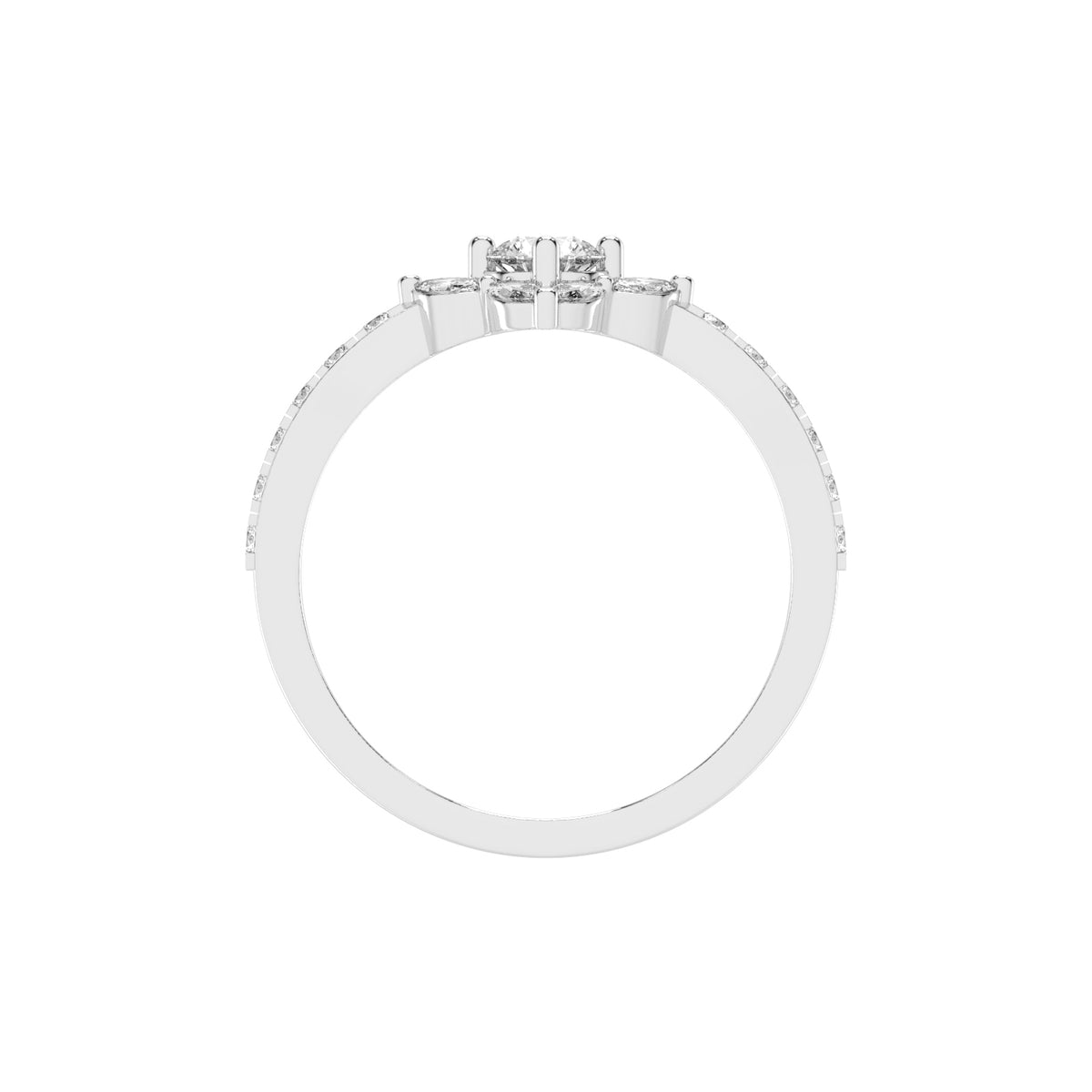 Trellos Shared Prong Round Cut Lab Diamond Ring