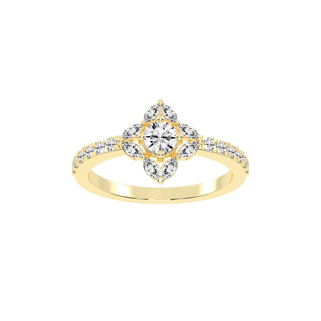 Trellos Shared Prong Round Cut Lab Diamond Ring