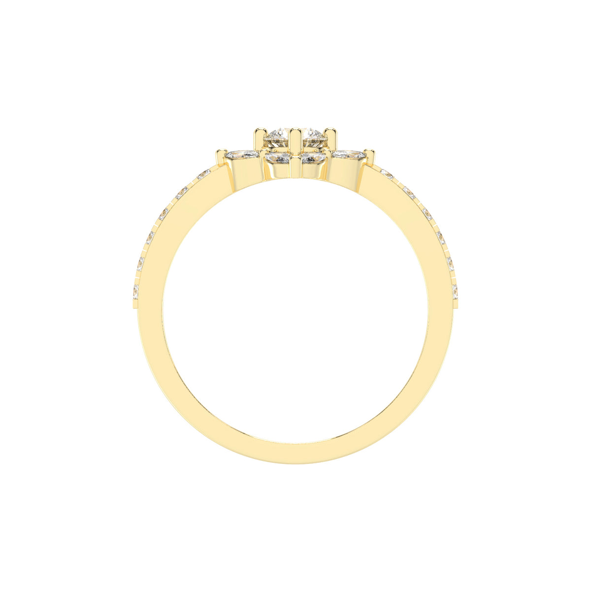 Trellos Shared Prong Round Cut Lab Diamond Ring