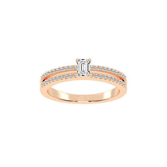 Veridelle Emerald Cut Side Stone Lab Diamond Ring