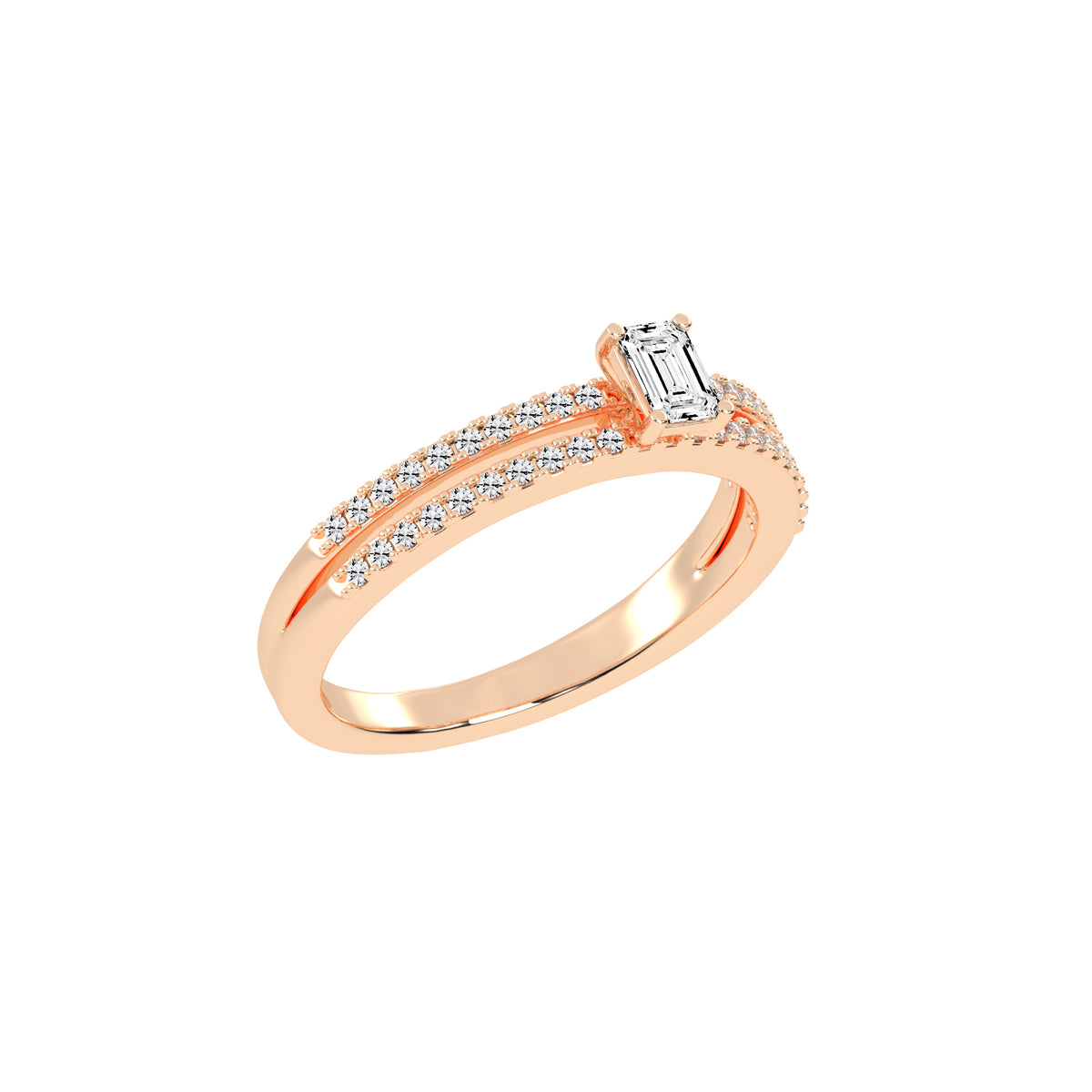 Veridelle Emerald Cut Side Stone Lab Diamond Ring